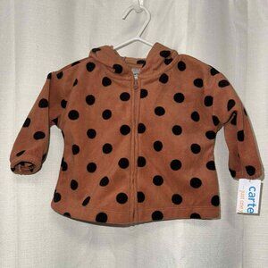 Brand New with Tags Carter’s Just One You Fuzzy Brown Dot Jacket, Size 3 Month.